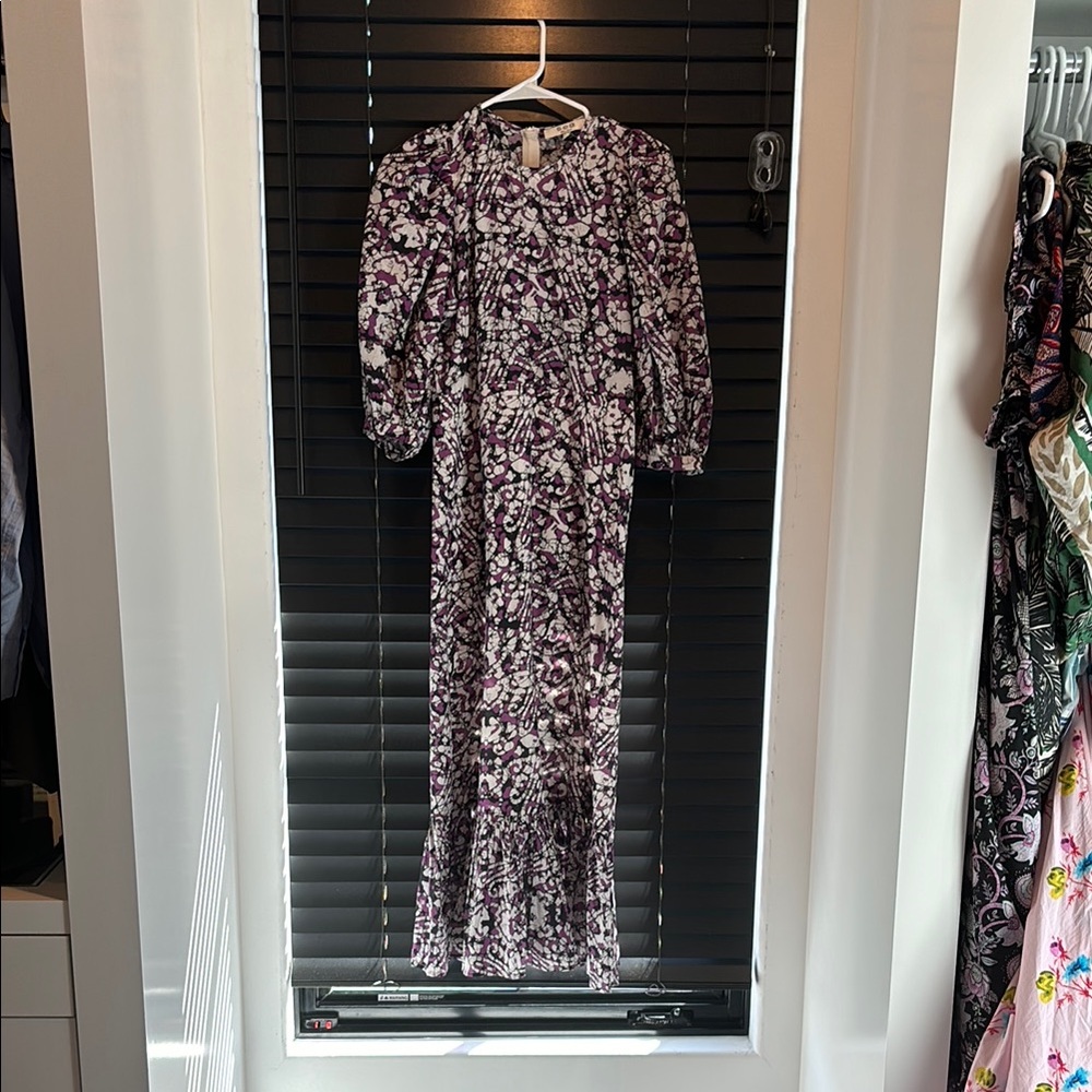 Sea New York Purple and White Ruffled Tiered Gown